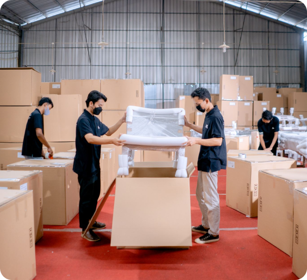Warehouse staff preparing an order for dispatch