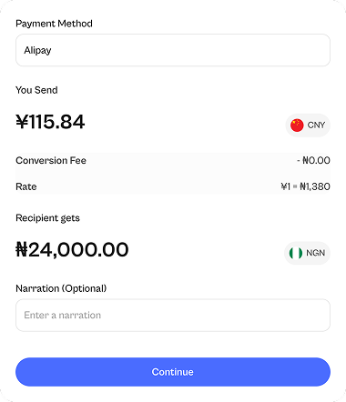 Preview of Alipay payment in Zolan