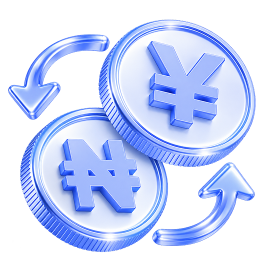 Naira and Yuan coins connected by revolving payment arrows