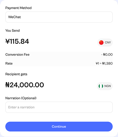 Preview of WeChat Pay payment in Zolan
